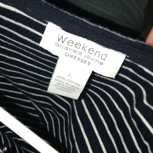 Andrea Jovine Dark Blue and White Striped Dress - Picture 3 of 3